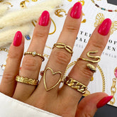 18K gold plated Stainless steel Heart finger ring, Intensity