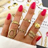 18K gold plated Stainless steel Letter V finger ring, Intensity