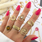 18K gold plated Stainless steel Leaf finger ring, Intensity