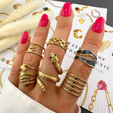 18K gold plated Stainless steel Snake finger ring, Intensity