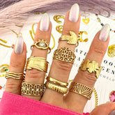 18K gold plated Stainless steel Leaf finger ring, Intensity