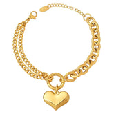 18K gold plated Stainless steel Heart bracelet, Intensity