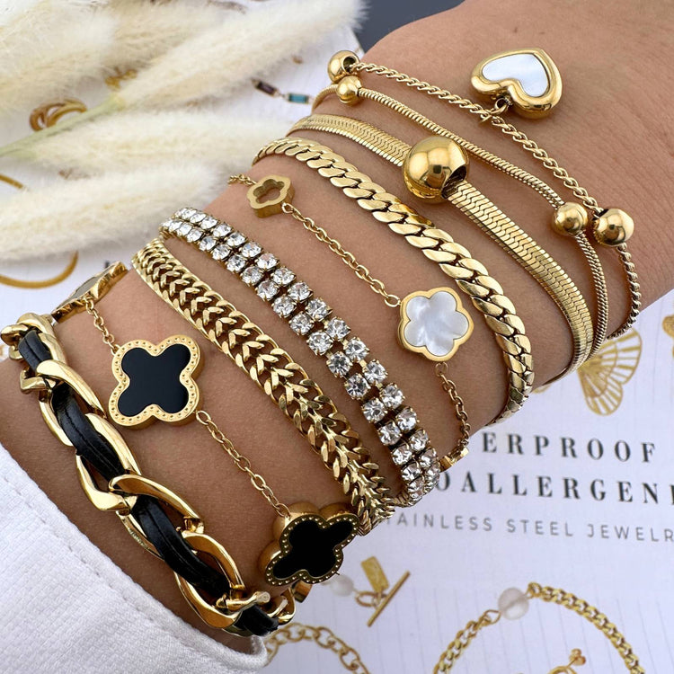 18K gold plated Stainless steel Flower Meadow bracelet, Intensity