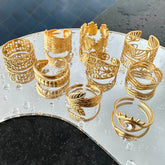 18K gold plated Stainless steel Leaves finger ring, Intensity