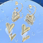 18K gold plated Stainless steel Hearts earrings, Intensity