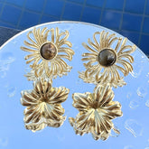 18K gold plated Stainless steel Flowers earrings, Intensity
