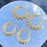 18K gold plated Stainless steel Leafs earrings, Intensity