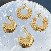 18K gold plated Stainless steel Spiral earrings, Intensity