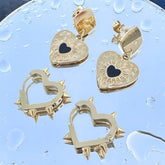 18K gold plated Stainless steel Heart earrings, Intensity