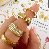 18K gold plated Stainless steel Hearts finger ring, Intensity