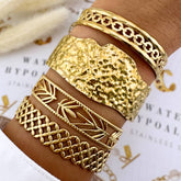 18K gold plated Stainless steel Leafs bracelet, Intensity
