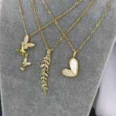 18K gold plated Stainless steel Leafs necklace, Intensity