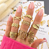 18K gold plated Stainless steel Leafs finger ring, Intensity