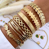 18K gold plated Stainless steel Leafs bracelet, Intensity