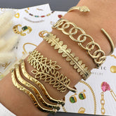 18K gold plated Stainless steel Leafs bracelet, Intensity