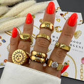 18K gold plated Stainless steel The Sun finger ring, Intensity