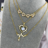 18K gold plated Stainless steel Hearts necklace, Intensity