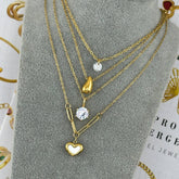 18K gold plated Stainless steel Hearts necklace, Intensity