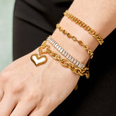 18K gold plated Stainless steel Heart bracelet, Intensity