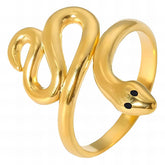18K gold plated Stainless steel Snake finger ring, Intensity