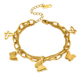 18K gold plated Stainless steel  Butterflies bracelet, Intensity