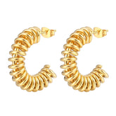 18K gold plated Stainless steel Spiral earrings, Intensity