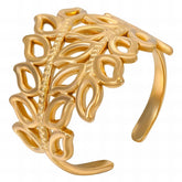 18K gold plated Stainless steel Leafs finger ring, Intensity