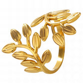 18K gold plated Stainless steel Leafs finger ring, Intensity