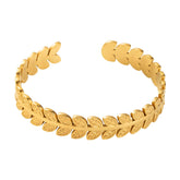 18K gold plated Stainless steel Leafs bracelet, Intensity