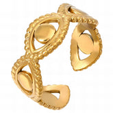 18K gold plated Stainless steel Evil Eyes finger ring, Intensity