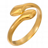 18K gold plated Stainless steel Snakes finger ring, Intensity
