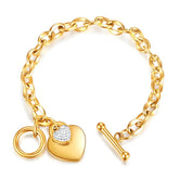 18K gold plated Stainless steel Hearts bracelet, Intensity