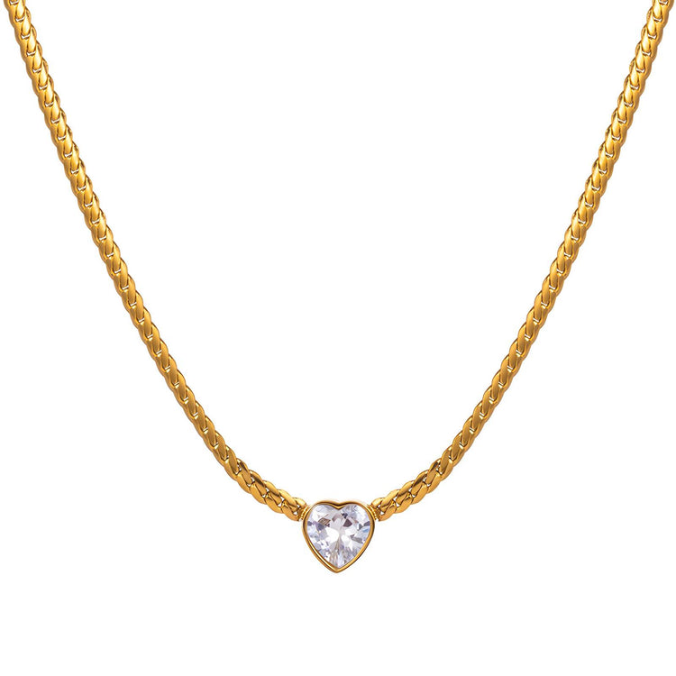 18K gold plated Stainless steel  Hearts necklace, Intensity
