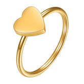 18K gold plated Stainless steel Heart finger ring, Intensity