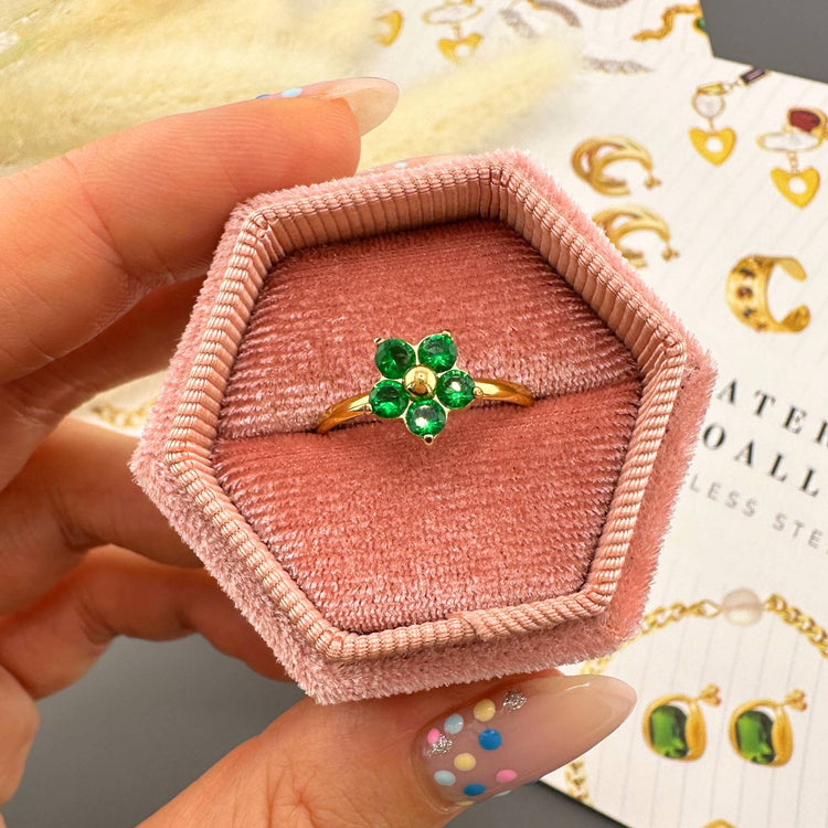 18K gold plated Stainless steel Flower finger ring, Intensity