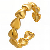18K gold plated Stainless steel Hearts finger ring, Intensity