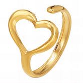 18K gold plated Stainless steel Heart finger ring, Intensity