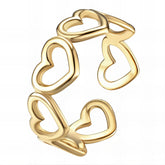 18K gold plated Stainless steel Hearts finger ring, Intensity