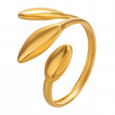 18K gold plated Stainless steel Leafs finger ring, Intensity