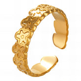 18K gold plated Stainless steel Flowers finger ring, Intensity