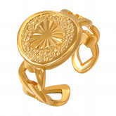 18K gold plated Stainless steel Heart finger ring, Intensity