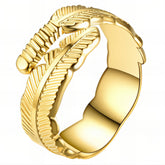 18K gold plated Stainless steel Leaf finger ring, Intensity
