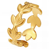 18K gold plated Stainless steel Leafs finger ring, Intensity