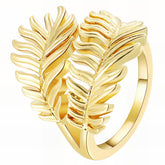 18K gold plated Stainless steel Leafs finger ring, Intensity