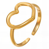 18K gold plated Stainless steel Heart finger ring, Intensity