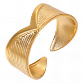 18K gold plated Stainless steel Letter V finger ring, Intensity