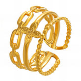 18K gold plated Stainless steel Flower finger ring, Intensity