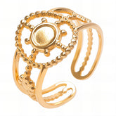18K gold plated Stainless steel Flowers finger ring, Intensity