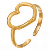 18K gold plated Stainless steel Heart finger ring, Intensity