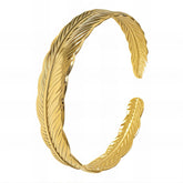18K gold plated Stainless steel Feather bracelet, Intensity